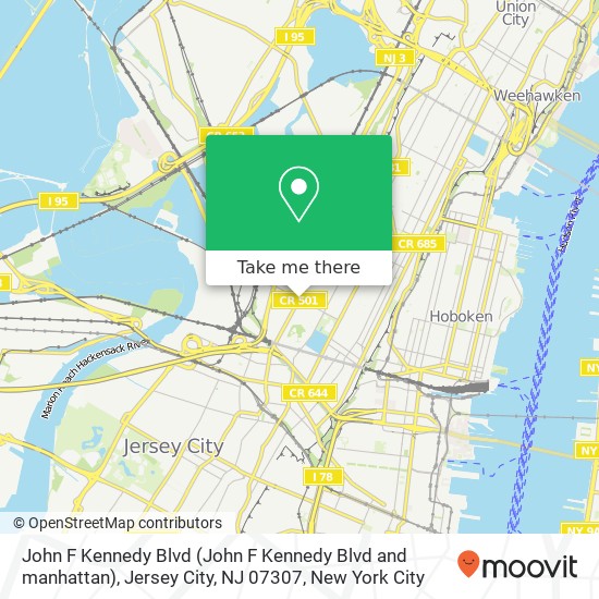 John F Kennedy Blvd (John F Kennedy Blvd and manhattan), Jersey City, NJ 07307 map