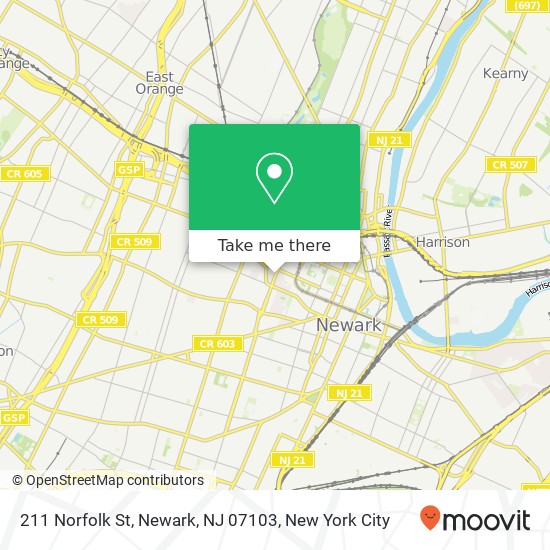 Mapa de 211 Norfolk St, Newark, NJ 07103