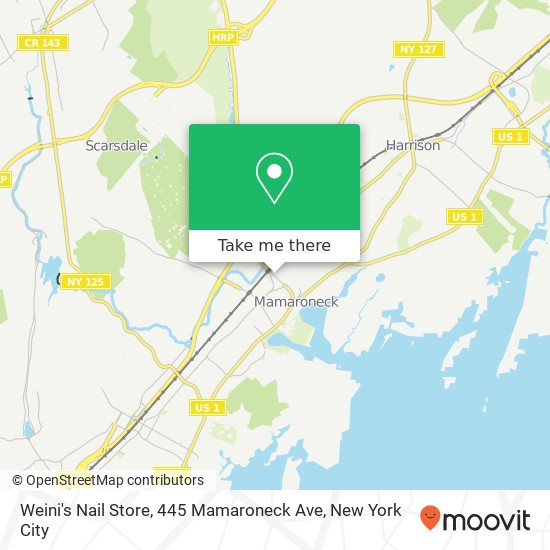 Mapa de Weini's Nail Store, 445 Mamaroneck Ave