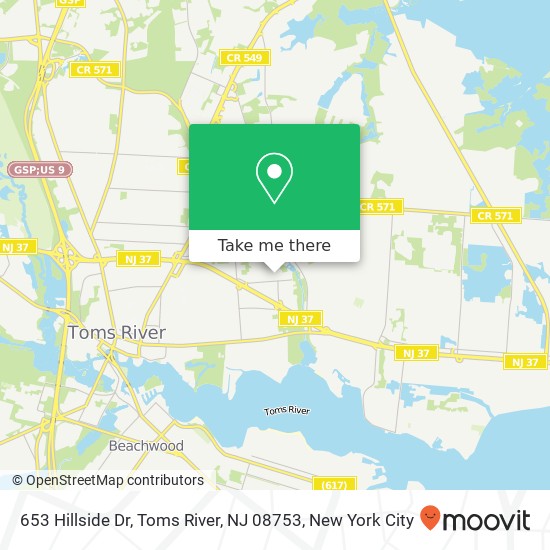 653 Hillside Dr, Toms River, NJ 08753 map