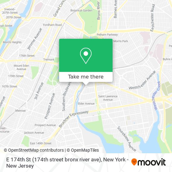 E 174th St (174th street bronx river ave) map
