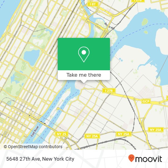 Mapa de 5648 27th Ave, Astoria, NY 11102