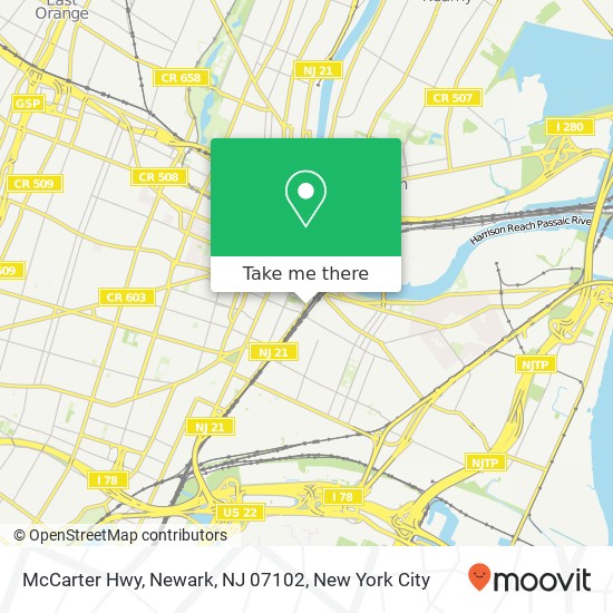 Mapa de McCarter Hwy, Newark, NJ 07102