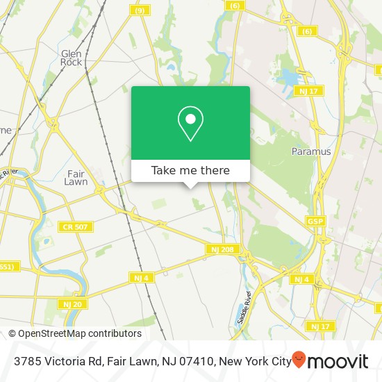 Mapa de 3785 Victoria Rd, Fair Lawn, NJ 07410