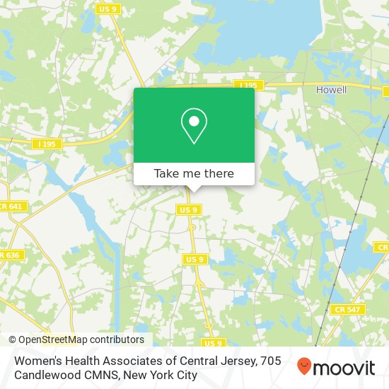 Mapa de Women's Health Associates of Central Jersey, 705 Candlewood CMNS