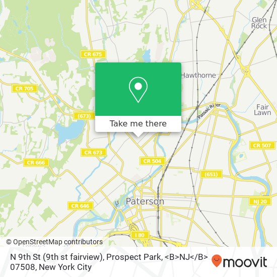 Mapa de N 9th St (9th st fairview), Prospect Park, <B>NJ< / B> 07508