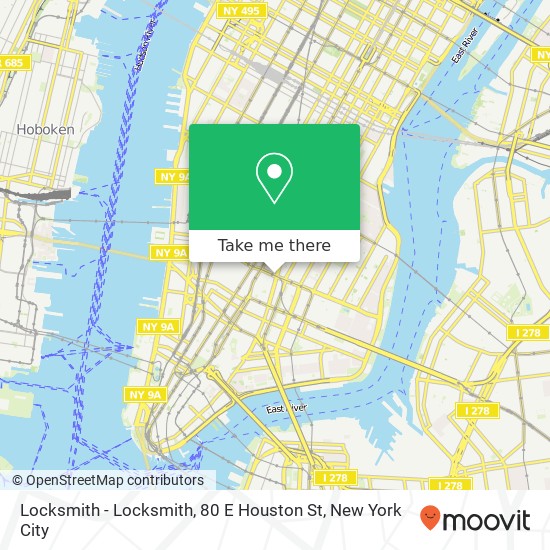 Mapa de Locksmith - Locksmith, 80 E Houston St