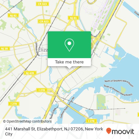 Mapa de 441 Marshall St, Elizabethport, NJ 07206