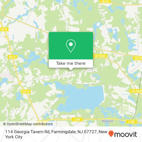 Mapa de 114 Georgia Tavern Rd, Farmingdale, NJ 07727