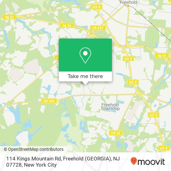 Mapa de 114 Kings Mountain Rd, Freehold (GEORGIA), NJ 07728