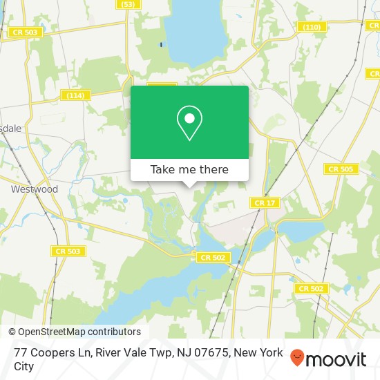 Mapa de 77 Coopers Ln, River Vale Twp, NJ 07675