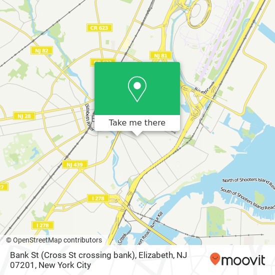 Bank St (Cross St crossing bank), Elizabeth, NJ 07201 map