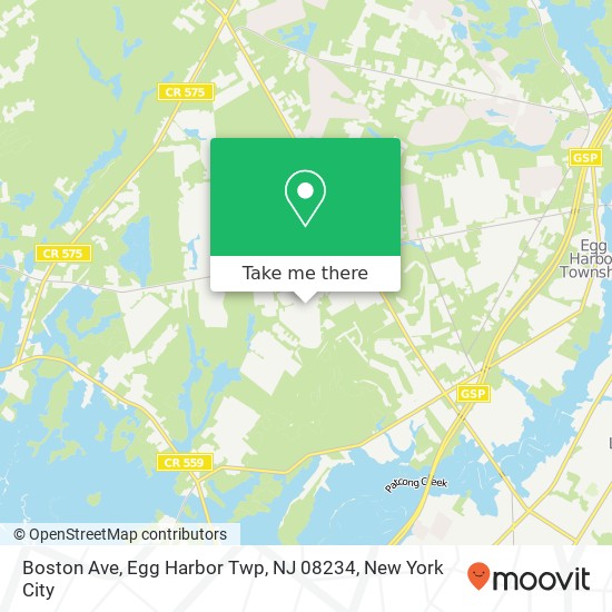 Mapa de Boston Ave, Egg Harbor Twp, NJ 08234