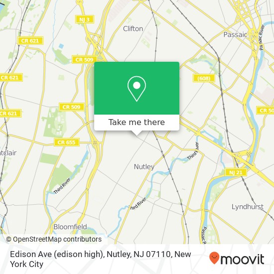 Mapa de Edison Ave (edison high), Nutley, NJ 07110