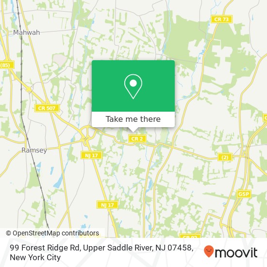 99 Forest Ridge Rd, Upper Saddle River, NJ 07458 map
