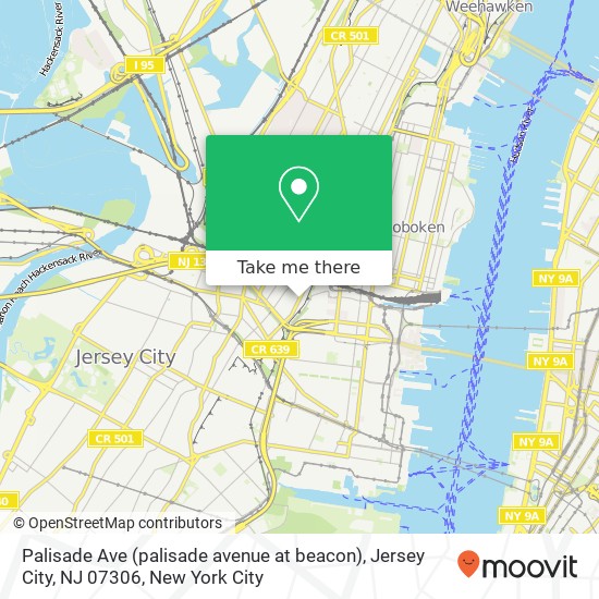Mapa de Palisade Ave (palisade avenue at beacon), Jersey City, NJ 07306