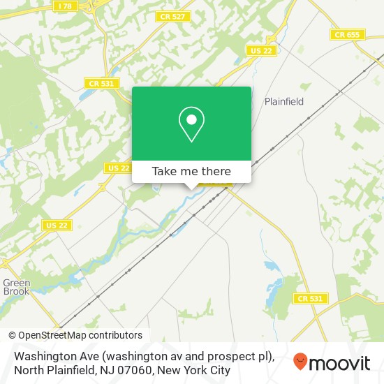 Mapa de Washington Ave (washington av and prospect pl), North Plainfield, NJ 07060
