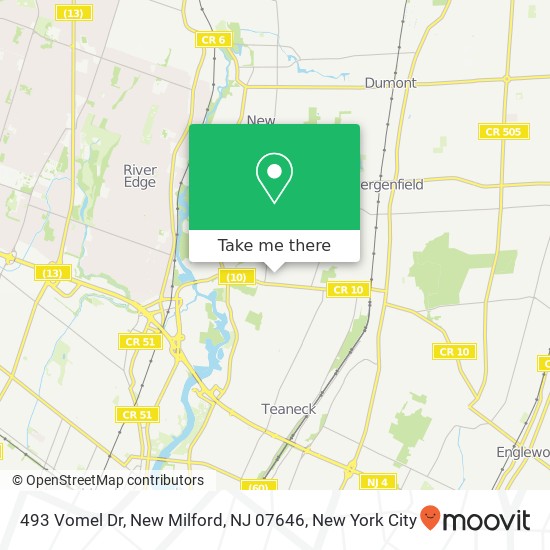 Mapa de 493 Vomel Dr, New Milford, NJ 07646