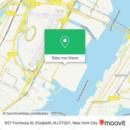 Mapa de 857 Formosa St, Elizabeth, NJ 07201