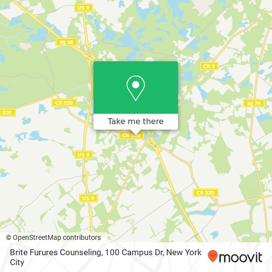 Mapa de Brite Furures Counseling, 100 Campus Dr