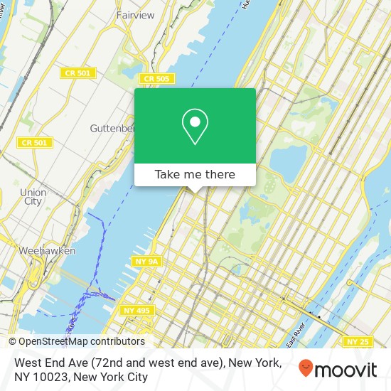 Mapa de West End Ave (72nd and west end ave), New York, NY 10023