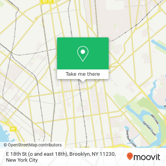 Mapa de E 18th St (o and east 18th), Brooklyn, NY 11230