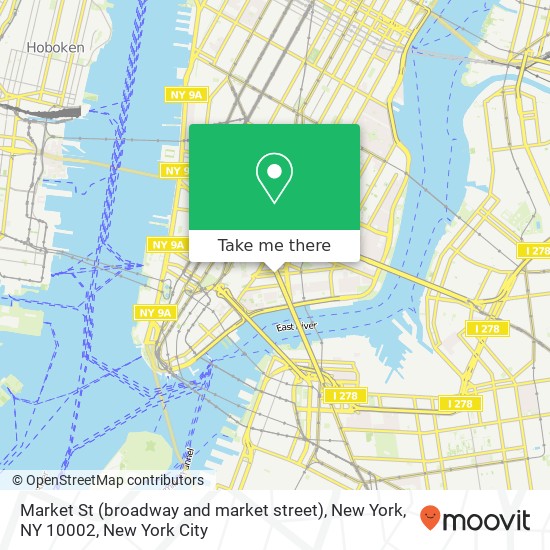 Mapa de Market St (broadway and market street), New York, NY 10002
