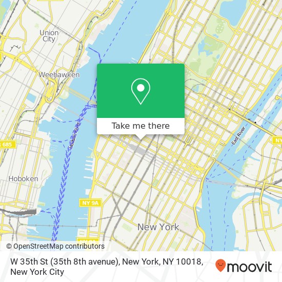 Mapa de W 35th St (35th 8th avenue), New York, NY 10018