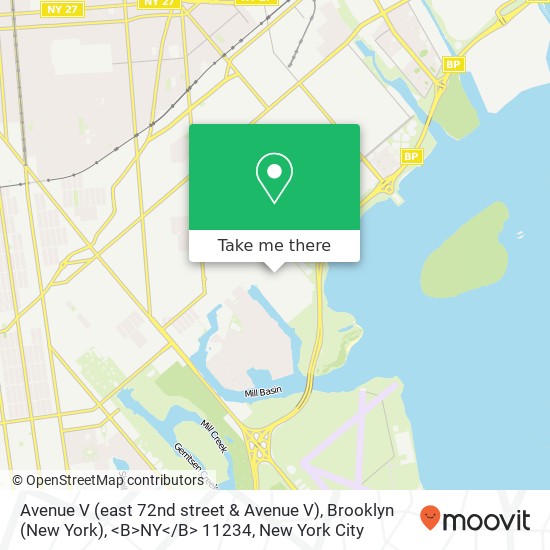 Mapa de Avenue V (east 72nd street & Avenue V), Brooklyn (New York), <B>NY< / B> 11234