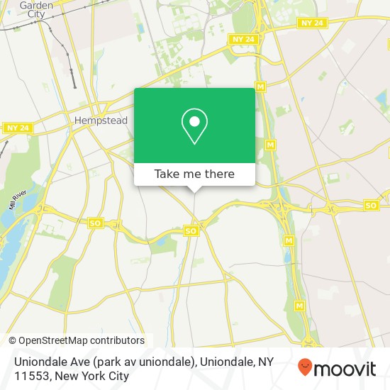 Mapa de Uniondale Ave (park av uniondale), Uniondale, NY 11553