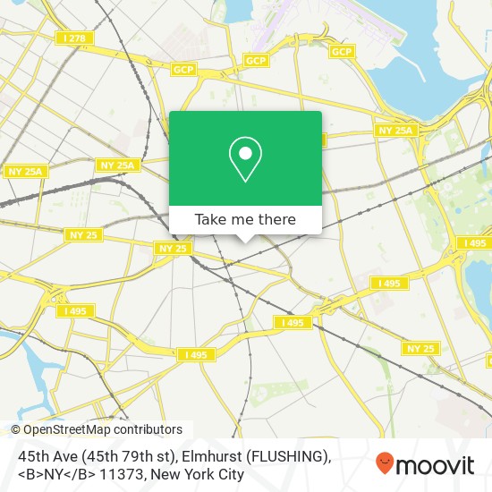 45th Ave (45th 79th st), Elmhurst (FLUSHING), <B>NY< / B> 11373 map