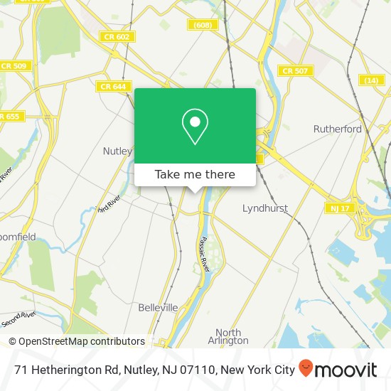 Mapa de 71 Hetherington Rd, Nutley, NJ 07110