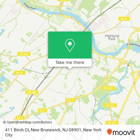 411 Birch Ct, New Brunswick, NJ 08901 map