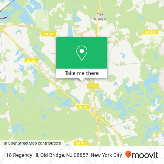 Mapa de 18 Regency Hl, Old Bridge, NJ 08857