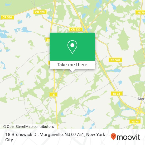 Mapa de 18 Brunswick Dr, Morganville, NJ 07751