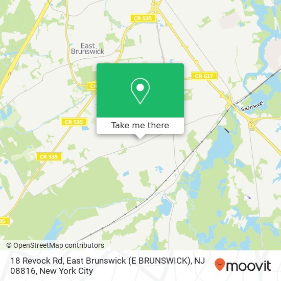 Mapa de 18 Revock Rd, East Brunswick (E BRUNSWICK), NJ 08816