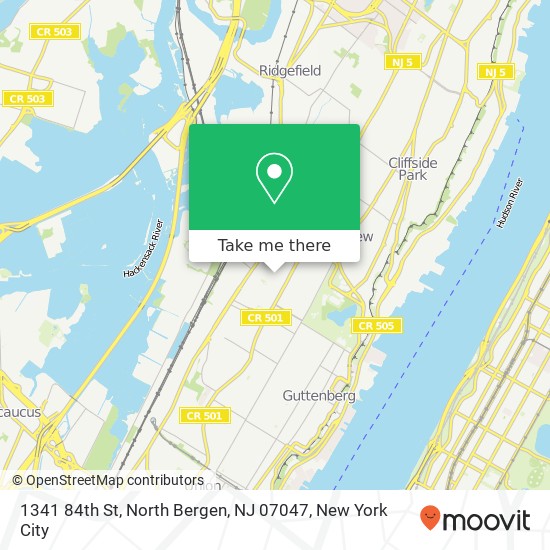 Mapa de 1341 84th St, North Bergen, NJ 07047