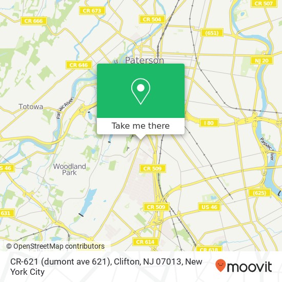 Mapa de CR-621 (dumont ave 621), Clifton, NJ 07013