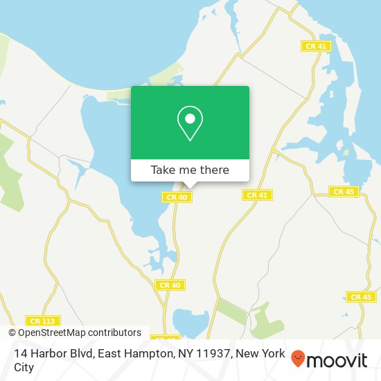 Mapa de 14 Harbor Blvd, East Hampton, NY 11937