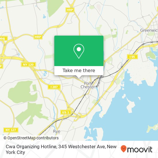 Mapa de Cwa Organizing Hotline, 345 Westchester Ave