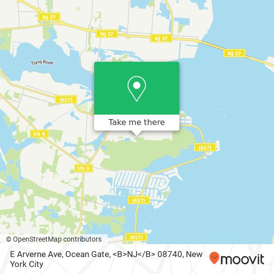 Mapa de E Arverne Ave, Ocean Gate, <B>NJ< / B> 08740