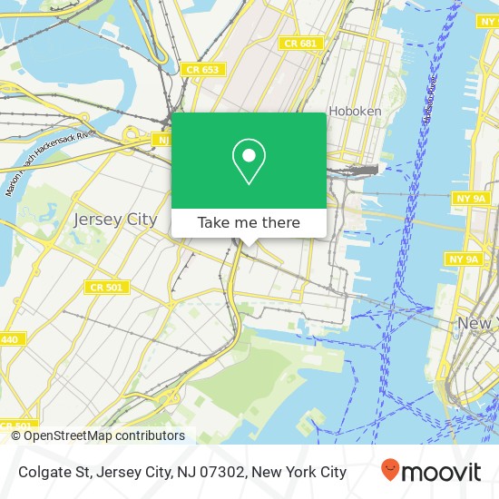 Mapa de Colgate St, Jersey City, NJ 07302