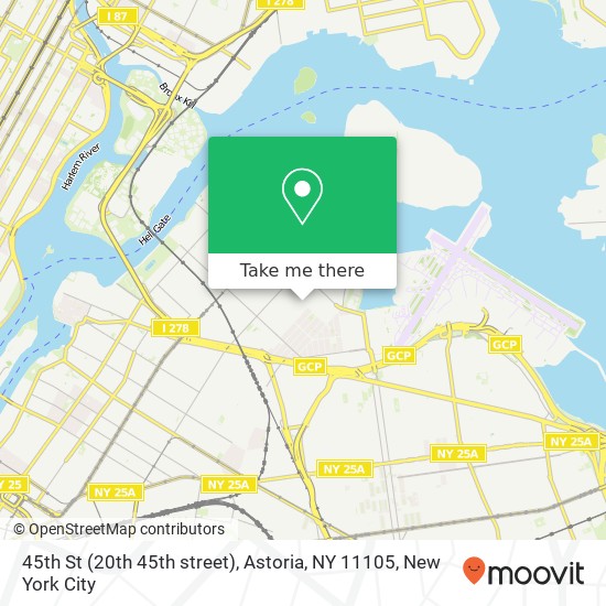 Mapa de 45th St (20th 45th street), Astoria, NY 11105