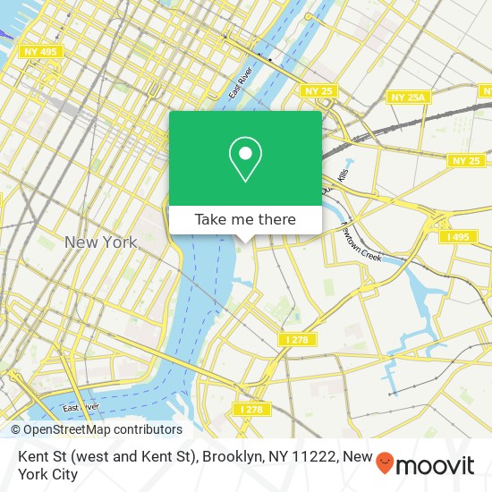 Mapa de Kent St (west and Kent St), Brooklyn, NY 11222