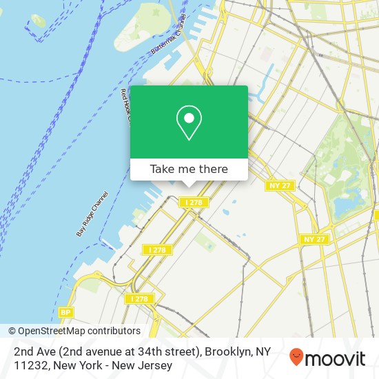 2nd Ave (2nd avenue at 34th street), Brooklyn, NY 11232 map