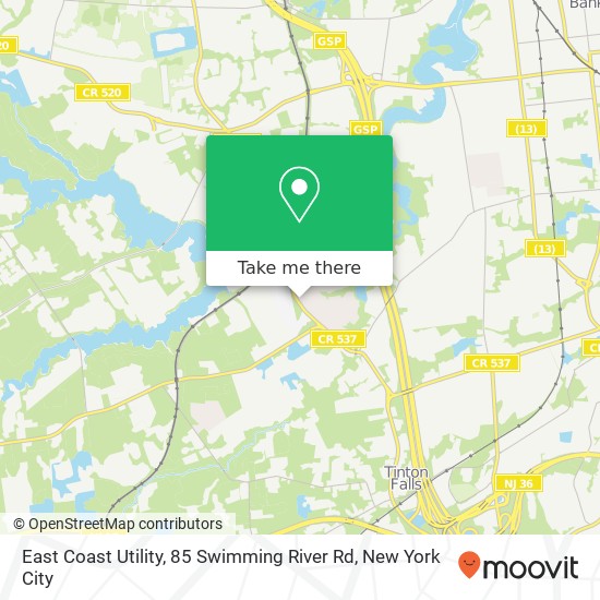 East Coast Utility, 85 Swimming River Rd map