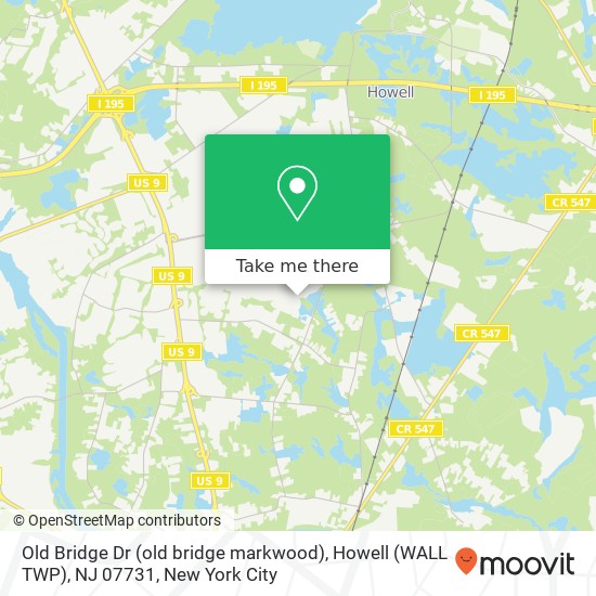 Mapa de Old Bridge Dr (old bridge markwood), Howell (WALL TWP), NJ 07731