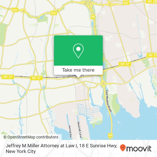 Mapa de Jeffrey M Miller Attorney at Law I, 18 E Sunrise Hwy