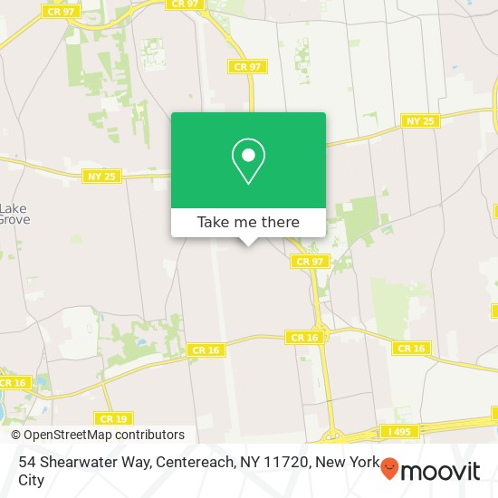 Mapa de 54 Shearwater Way, Centereach, NY 11720