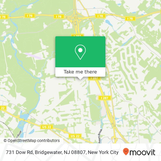 Mapa de 731 Dow Rd, Bridgewater, NJ 08807